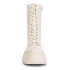 Tatum combat boots in light beige with high lace-up design and platform sole for women's fashion