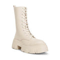 Rag Company Tatum combat boots in beige with chunky platform and lace-up design for stylish wear