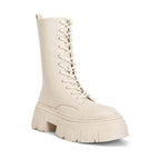 Rag Company Tatum combat boots in beige with chunky platform and lace-up design for stylish wear