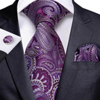 Teal blue paisley necktie for men, perfect for formal occasions and complemented by matching pocket square