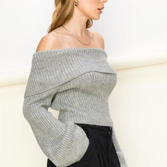 Women's Sweaters Tease Me Ribbed Off-Shoulder Sweater