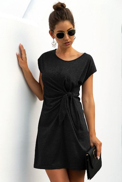 Women's black tee shirts dress, soft fabric, perfect for casual outings