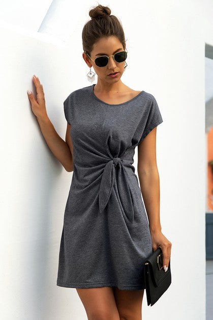 Women's gray tee shirts dress, casual style for summer outings