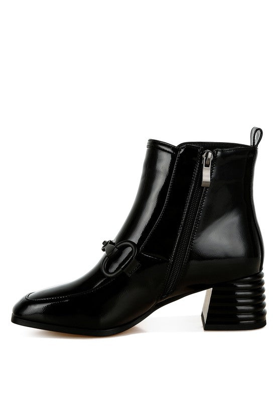 Rag Company textured ankle boots for women with a glossy finish and stylish heel design