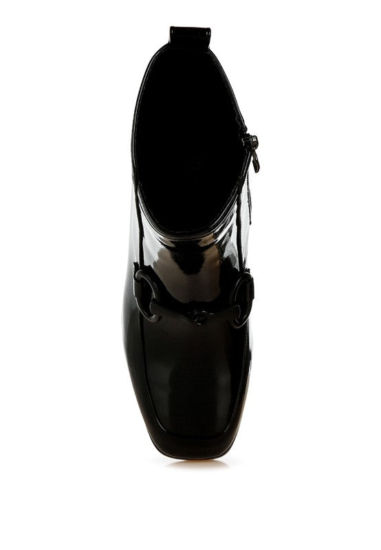 Sleek Rag Company textured ankle boots for women with a polished finish and stylish zip detail
