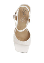 Women's white textured faux leather heels for stylish occasions