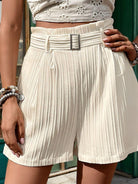 Women's Shorts Textured High Waist Shorts with Pockets