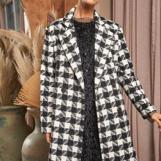 Women's Coats & Jackets Textured Knit Tweed Double Button Coat Jacket