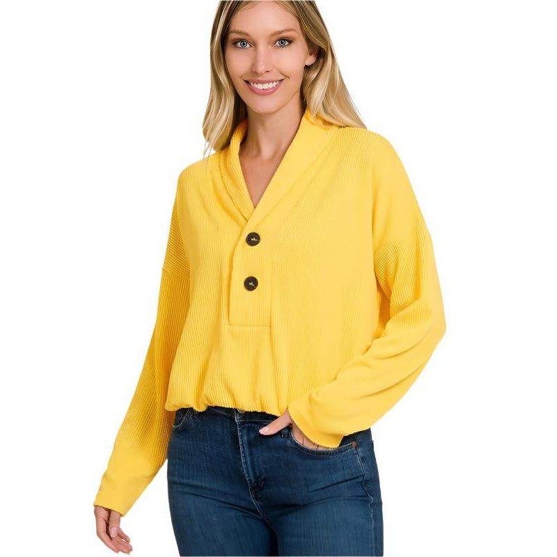 Textured Line Elastic Waist Pullover Top - VacationGrabs
