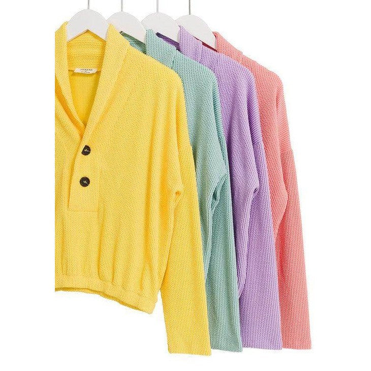 Textured Line Elastic Waist Pullover Top - VacationGrabs