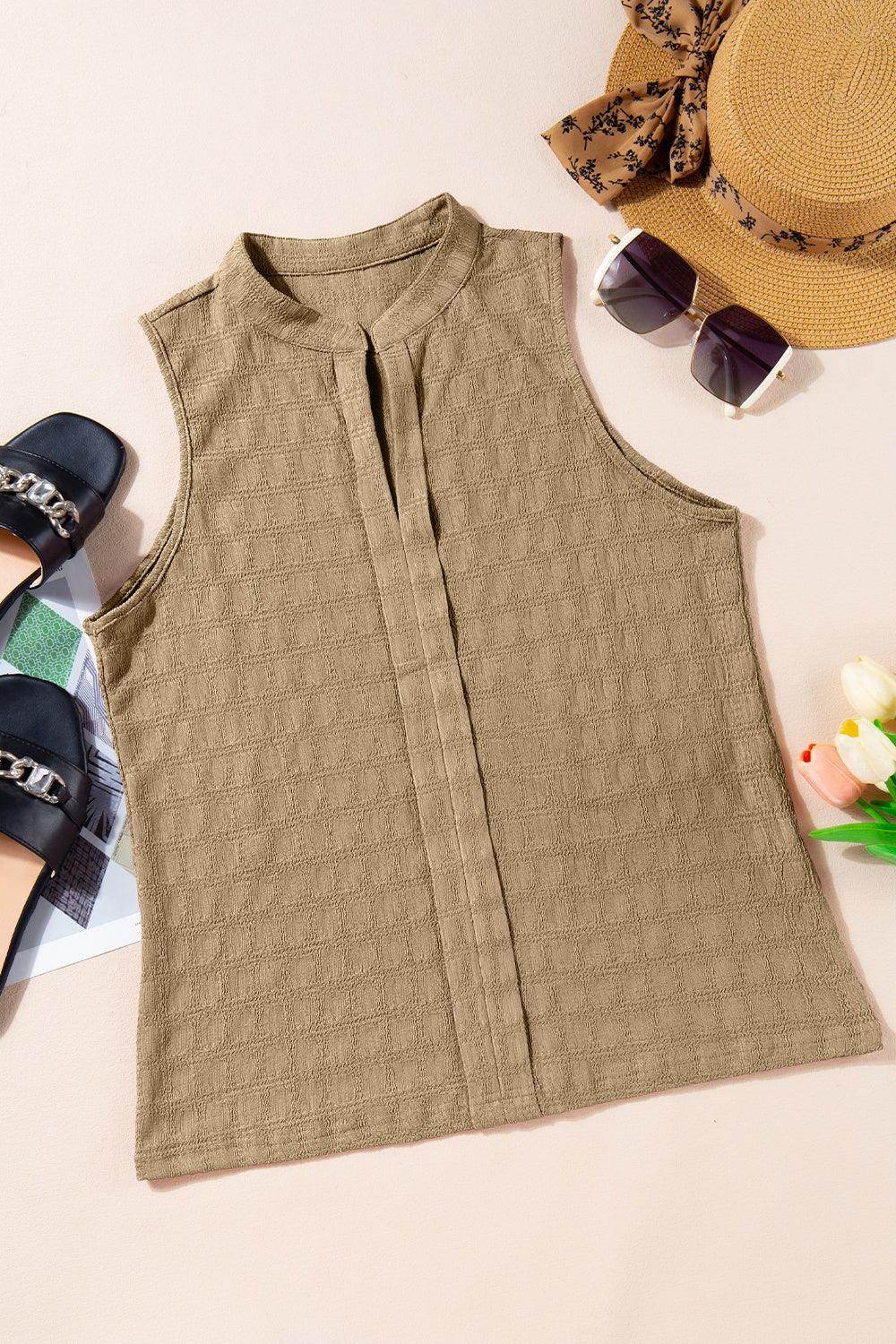 Textured Notched Tank - VacationGrabs