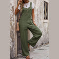 Textured Pocketed Wide Strap Overalls - VacationGrabs