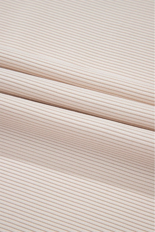 Soft striped fabric of JUNIPER BLVD textured ruffle lounge set for comfortable lounging