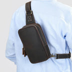 Brown thick leather chest bag for stylish everyday use