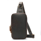 Brown thick leather chest bag, perfect for daily essentials