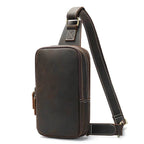 VacationGrabs thick leather chest bag in dark brown for everyday use