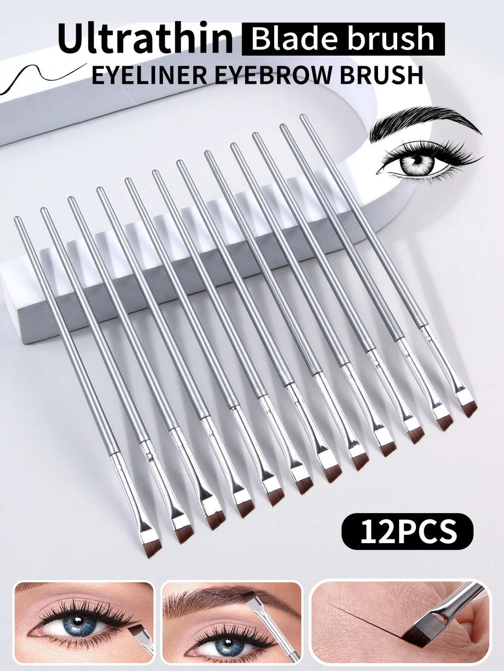 12-piece thin blade eyeliner and eyebrow brush set (photo 1 of 6)