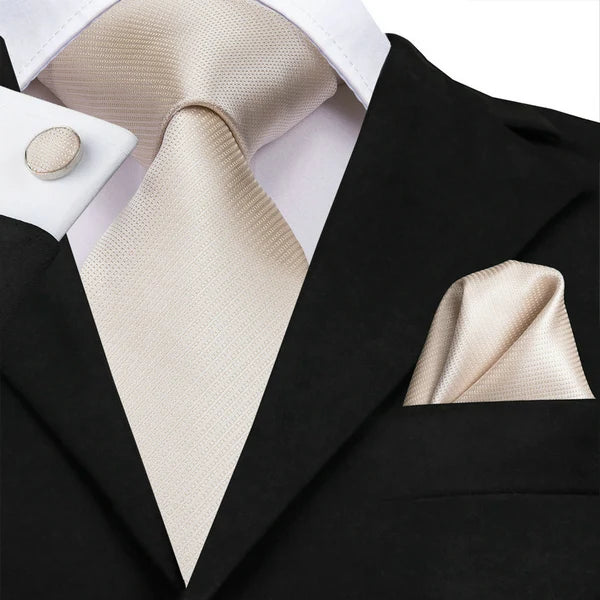 Three piece Wedding Tie Sets in champagne color, perfect for formal occasions