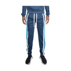 WEIV three stripe sweatpants for men in navy blue with white and light blue side stripes