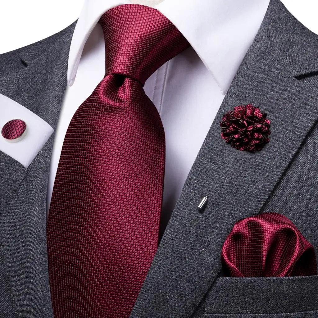 Burgundy tie, polished fabric, perfect for formal occasions