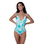 Beach Joy Bikini women's tie dye one piece swimsuit in blue and green with thin straps
