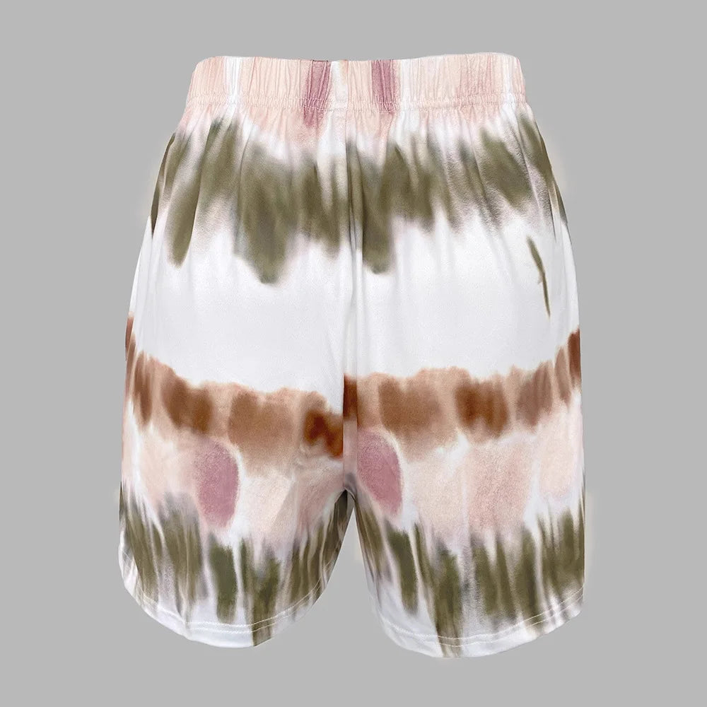 Women's tie-dye loungewear shorts in soft fabric for relaxing