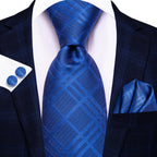 Men's blue tie silk in a textured pattern for formal occasions