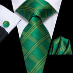 Men's green plaid tie silk for formal occasions and business attire