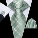Light green plaid tie silk for formal occasions with elegant design