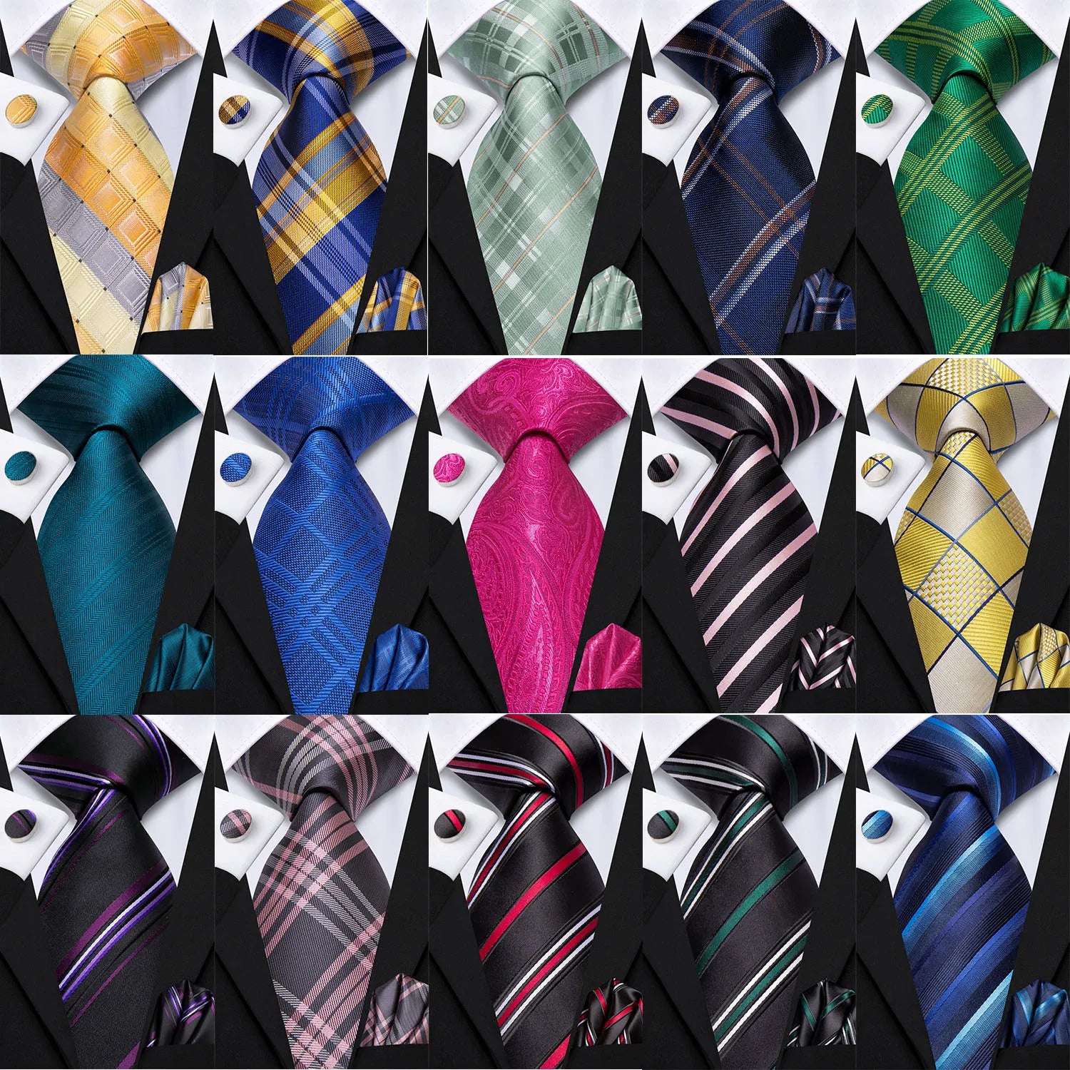 Variety of silk ties in multiple colors, perfect for formal occasions