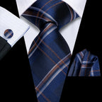 Men's blue plaid tie silk, elegant accessory for formal occasions