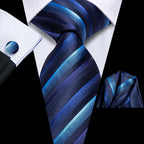 Men's blue striped tie silk, perfect for formal occasions.