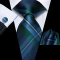 Men's blue plaid tie silk, formal occasion accessory