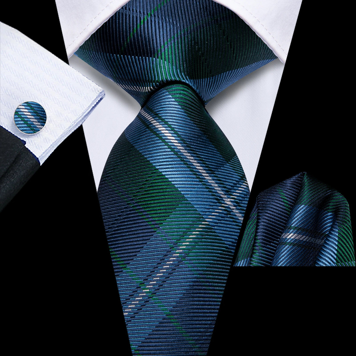 Men's blue plaid tie silk, formal occasion accessory