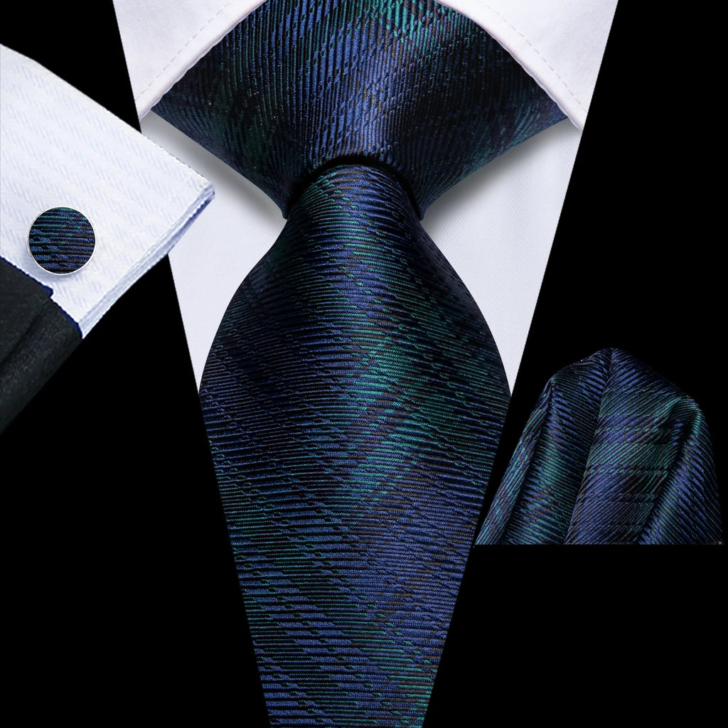 VacationGrabs blue plaid tie silk for formal occasions