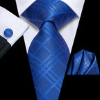 Men's blue tie silk with a textured pattern for formal occasions