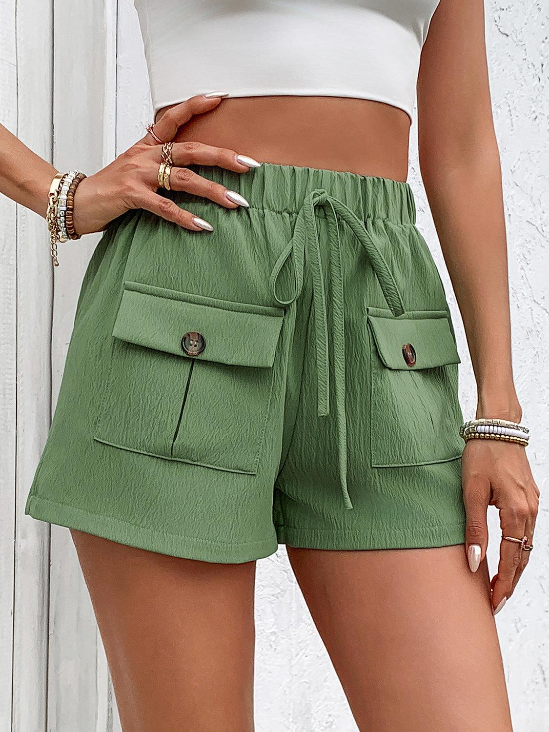 Women's Shorts Tied Elastic Waist Shorts with Pockets