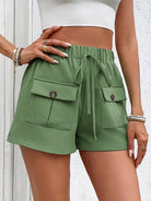 Women's Shorts Tied Elastic Waist Shorts with Pockets