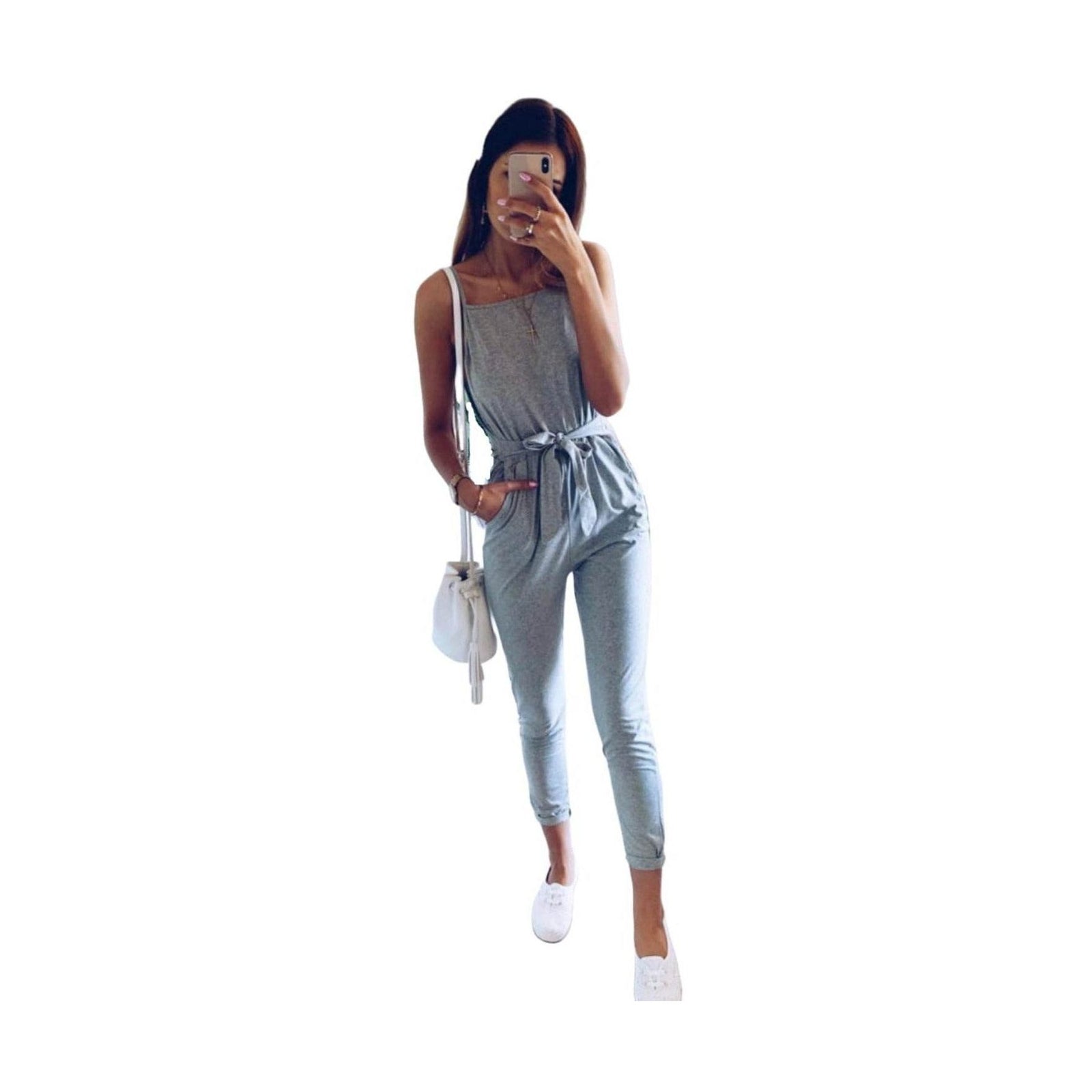 Tied Spaghetti Strap Square Neck Jumpsuit - VacationGrabs