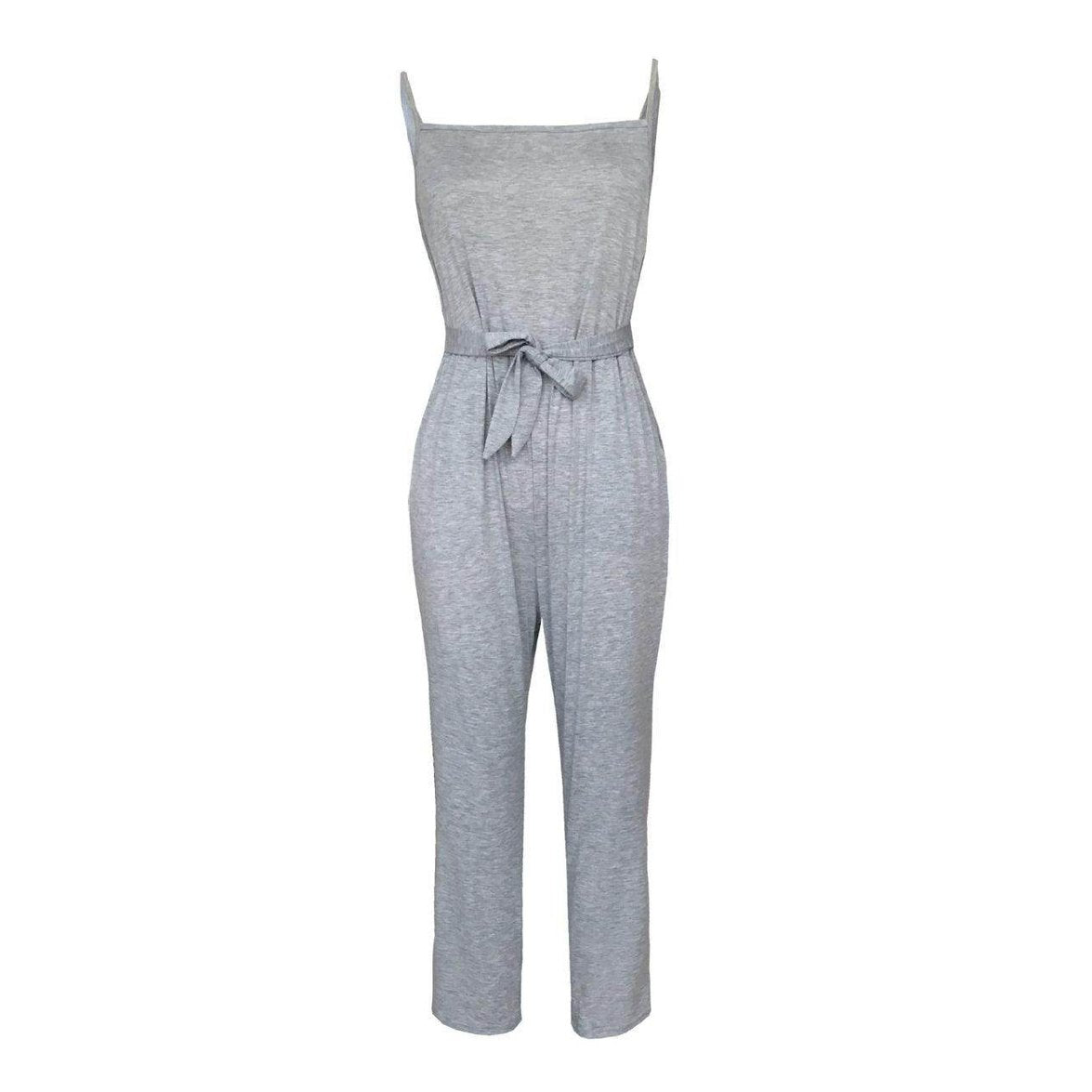 Tied Spaghetti Strap Square Neck Jumpsuit - VacationGrabs