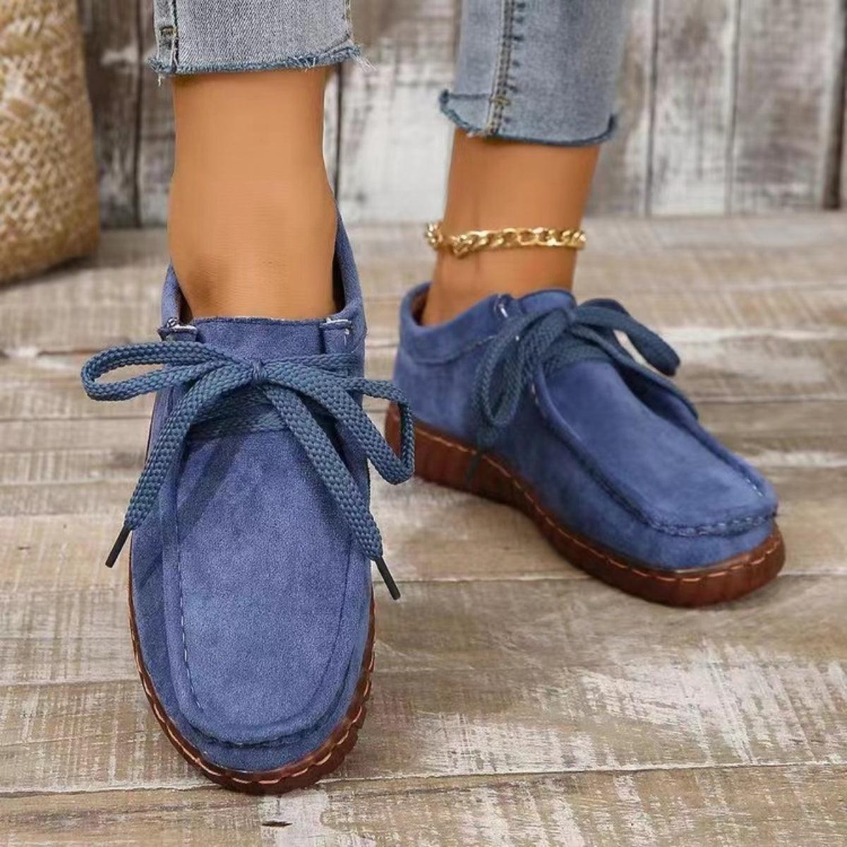 Women's Shoes - Sneakers Tied Suede Round Toe Sneakers