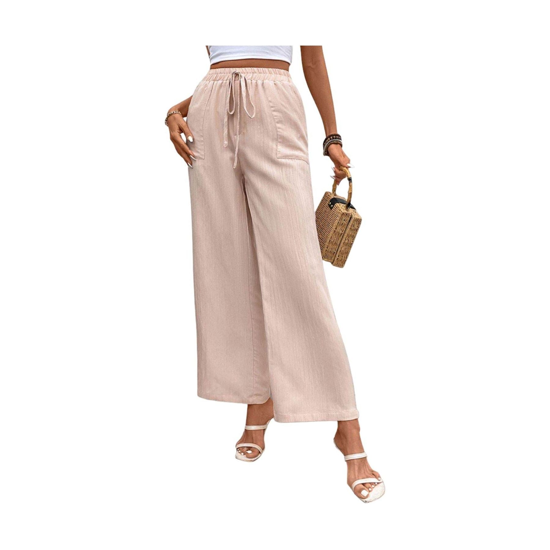 Tied Wide Leg Pants with Pockets - VacationGrabs