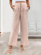 Tied Wide Leg Pants with Pockets - VacationGrabs