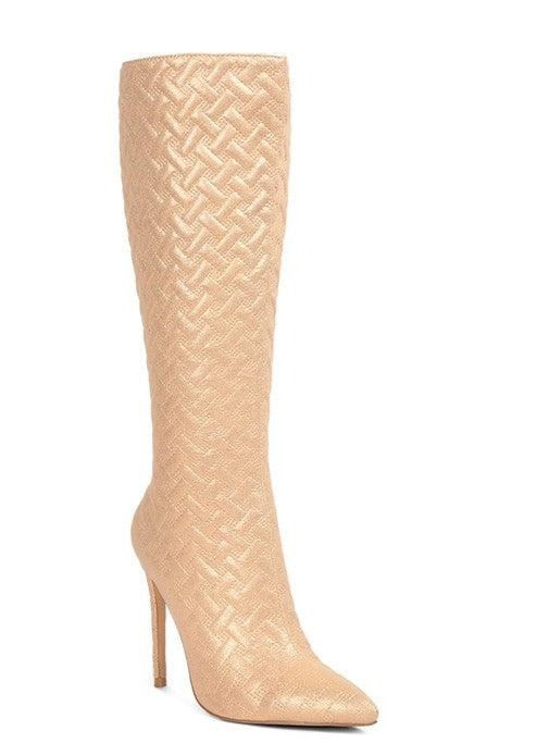 Women's Shoes - Boots Tinkles Quilted High Heeled Calf Boots