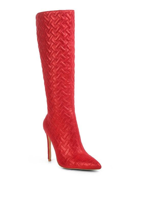 Women's Shoes - Boots Tinkles Quilted High Heeled Calf Boots