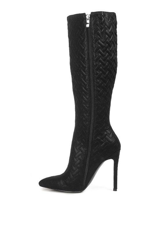Women's Shoes - Boots Tinkles Quilted High Heeled Calf Boots