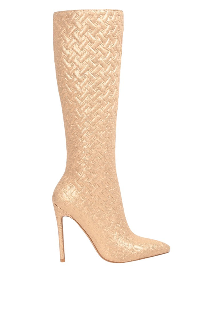 Tinkles Embossed High Heeled Calf Boots