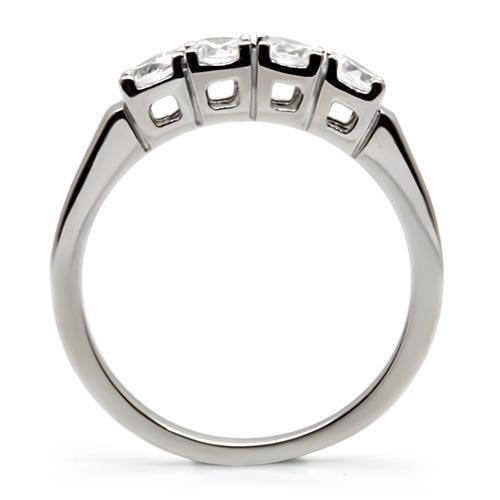 Women's Jewelry - Rings TK047 - High polished (no plating) Stainless Steel Ring with AAA Grade CZ in Clear