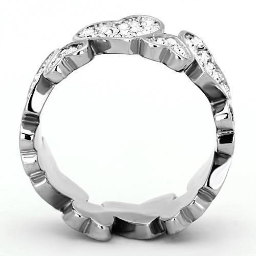 Women's Jewelry - Rings TK1443 - High polished (no plating) Stainless Steel Ring with Top Grade Crystal in Clear