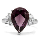 Women's Jewelry - Rings TK167 - High polished (no plating) Stainless Steel Ring with Synthetic Synthetic Glass in Amethyst